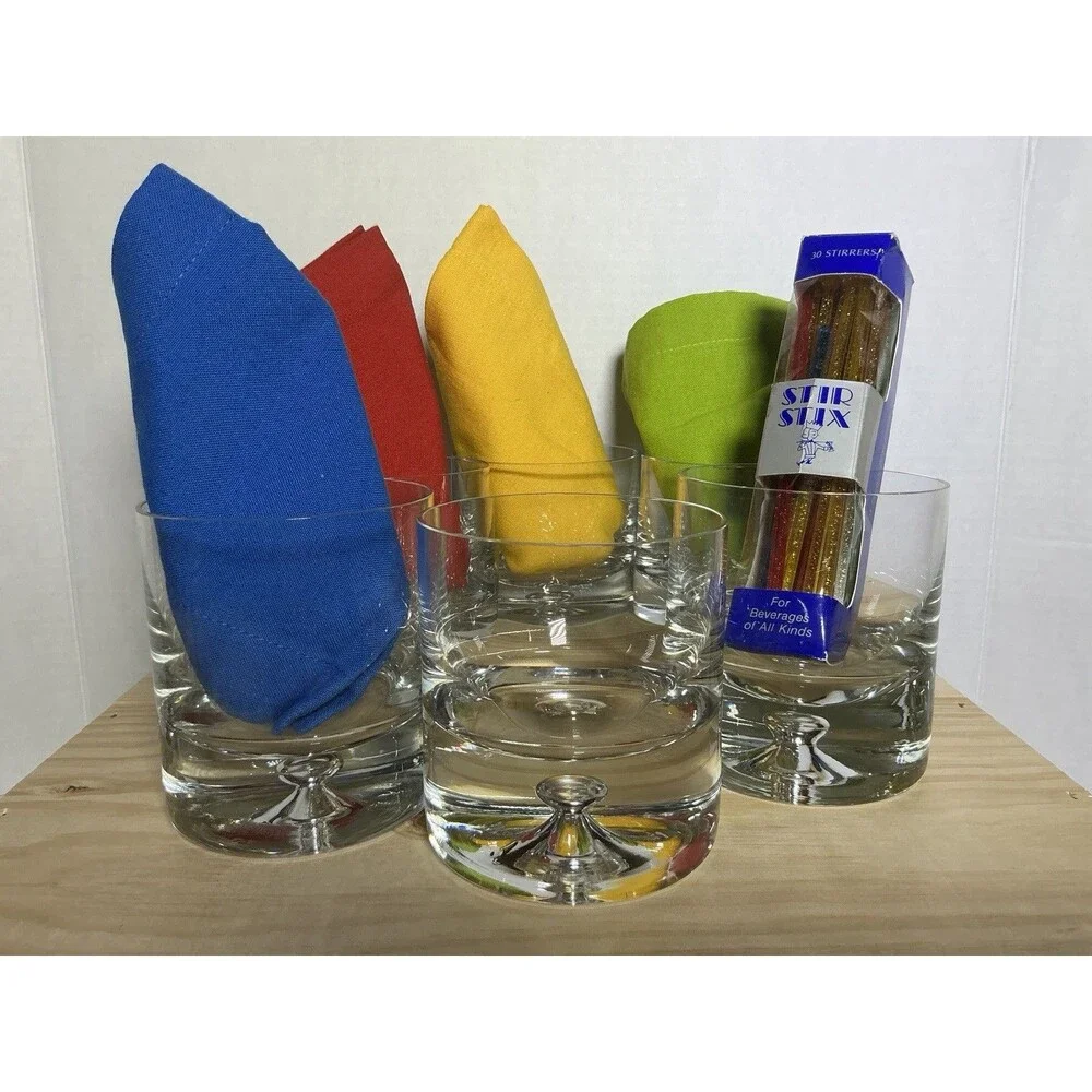 HTF CRATE & BARREL POLAND CLEAR KROSNO BUBBLE DOF GLASS Set Of 6